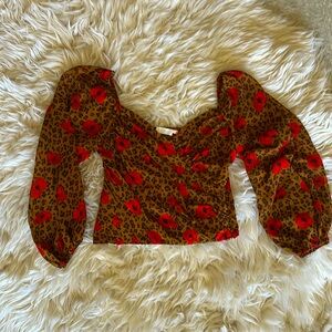 Cropped Leopard Print Blouse